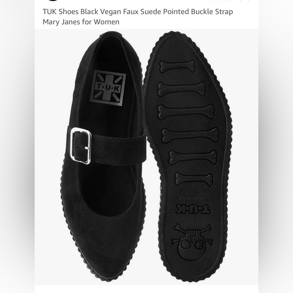 TUK vegan faux suede pointed buckle Mary Jane’s